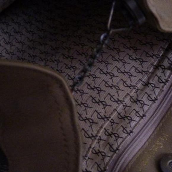 YSL Vintage Pewter Abstract Design Taupe Leather - Picture 6 of 8
